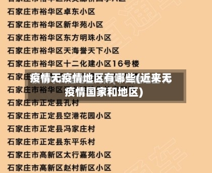 疫情无疫情地区有哪些(近来无疫情国家和地区)-第2张图片
